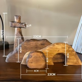 The Empty Tomb Easter Decoration, Jesus Tomb Easter Tray and Cross Scene Decor Kit, Wooden Easter Jesus Sign Tiered Tray Decorations for Home Tabletop, Office Desktop