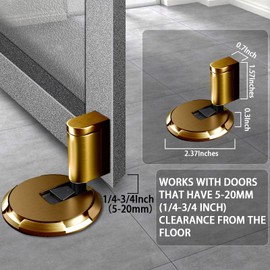 HOOFUS Mechanical Floor Door Stopper,Windproof Door Stop,Indoor Door Catch,Adjustable Door Holder,with 2 Heightening Pads Can Support Door Gaps up to 1.2 Inches in Height,Screws
