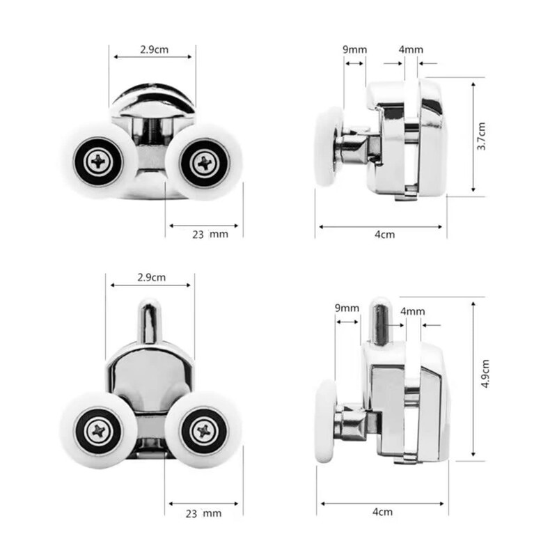 Zinc Alloy Shower Door Twin Rollers Runners - Set of