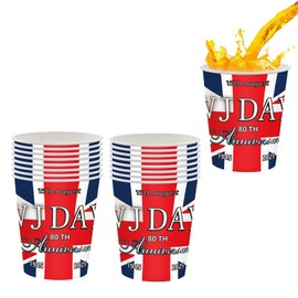 16Pcs VJ 80 Years Cups Dinnerware Kit for Celebrat Party Décor,Celebration VJ-Day 80th Paper Cups Memorabilia Union Jack Party Cup Victory in Europe,VJ Day Cup 80th Anniversary Partys Tableware