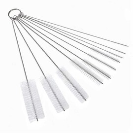 VIVIZHWH Cleaning Brush, Stainless Steel Wire, Cup Brush, Freely Bend, Crevice Brush, Baby Bottle Brush, Narrow Mouth Bottle Cleaning Brush, Nylon, Long Tube Brush, Kitchen Spout Washing Brush, Set of 10