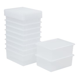 ECR4Kids Letter Size Tray with Lid, Storage Containers, Clear, 10-Pack