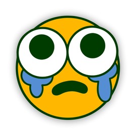 VulgrCo Sad Worried Crying Emoji Face Funny Sticker Vinyl Waterproof UV Resistant Decal for Phones Laptops Water Bottles Tumblers Boats Cars Trucks Windows Kayak 3" inch Bumper Stickers