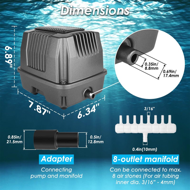 VCRAZE Powerful Linear Air Pump, KP-40 Pond Air Pump Pond