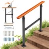 UOKRR Metal Handrail Wood Grain for Elderly, 3 Step Hand
