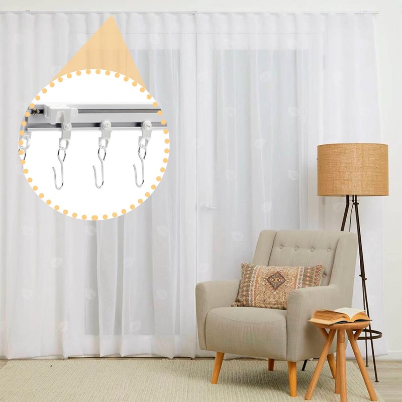 Auvotuis 50Pcs Curtain Track Hooks, Stainless Steel Small Curtain Hooks