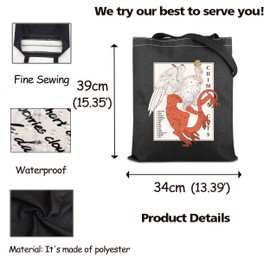 MNIGIU Anime Inspired Gift Gamer Shoulder Bag D Meshi Tote Bag Anime Lover Gift (Dragon Shoulder Bag Black)