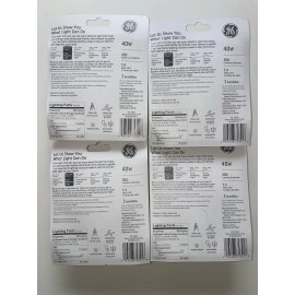 GE 4 Pack Of  8  40W Crystal Clear Decorative F Type Light Bulbs Ships Within 24hrs