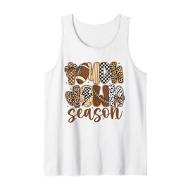 Leopard Touchdown Season Checkered Football Mama Game Day Tank Top