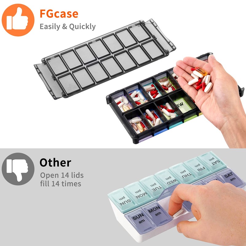 Extra Large Pill Organizer 2 Times a Day, FGcase Easy