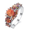 Awmnjtmgpw 925 Sterling Silver Diamond Ring Oval Cut Pomegranate Orange
