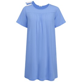 Deyeek Open Back Hospital Gowns for Women With Snaps Soft Tear Away Dresses Post Surgery Adaptive Clothing for Disabled L Light Blue