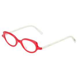 Calabria EB Peep Show Cat-Eye Blue Light Blocking Reading Glasses +1.00 Red Crystal White Marble Women
