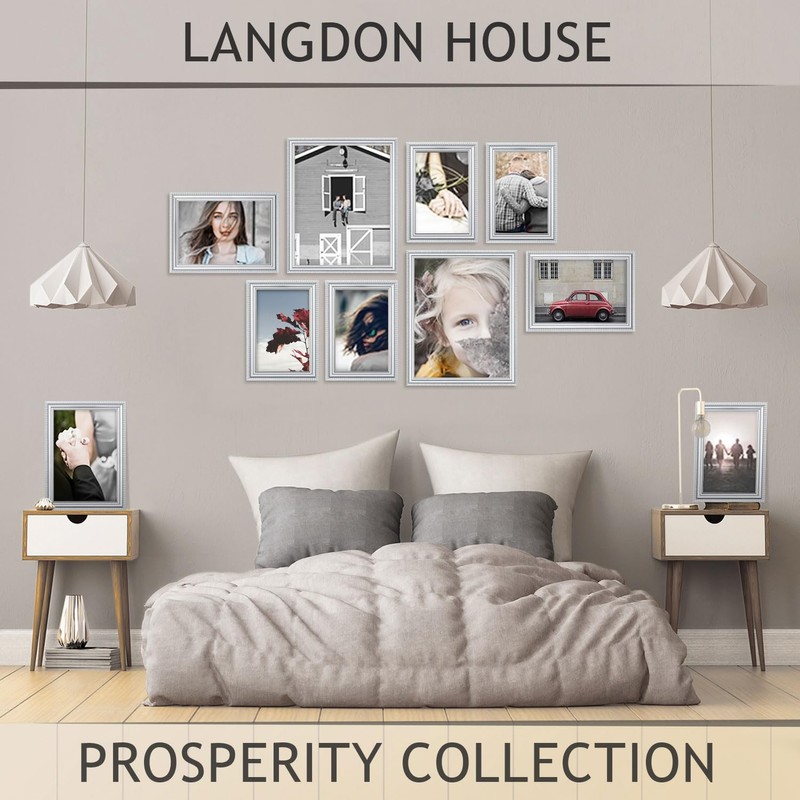 Langdon House - 4x6 Picture Frames - Silver, 6 Pack