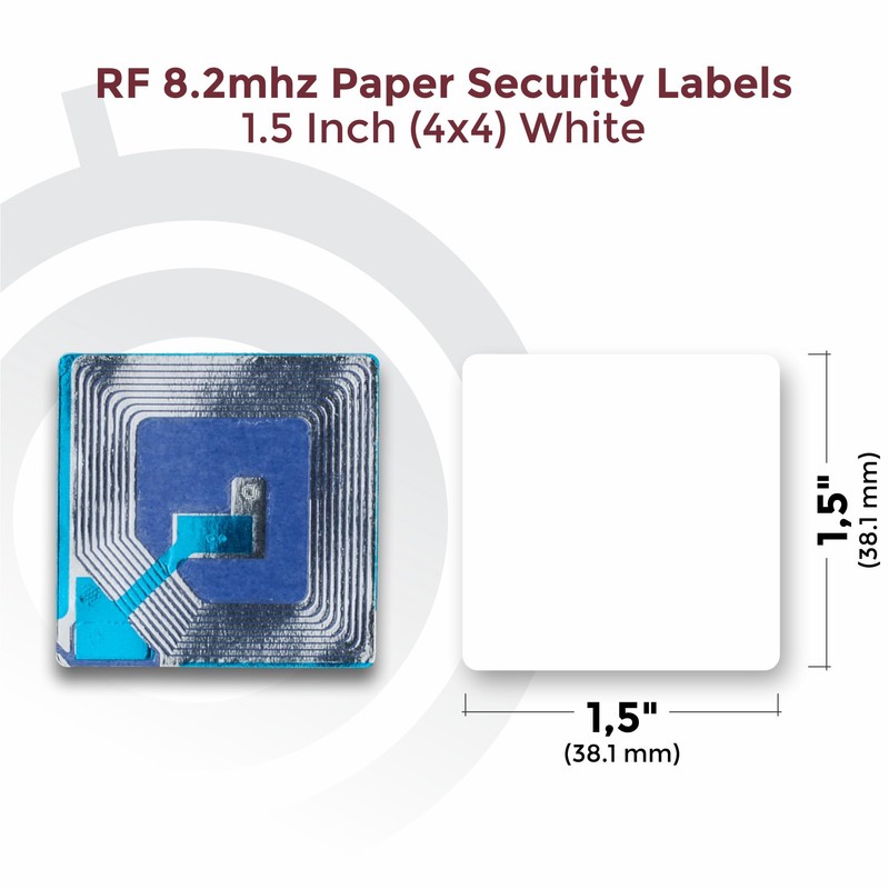 1000 Paper Security Labels 1.5 X 1.5 Inch RF 8.2Mhz