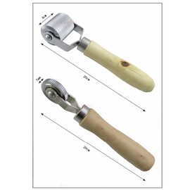 2 Pieces Wooden Handle Patch Tyre Retreading Repair Pinch Roller Hand Tool Set