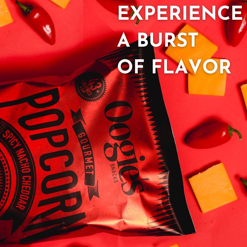 Oogie's Gourmet Popcorn | 4 Pack | Spicy Nacho Cheddar