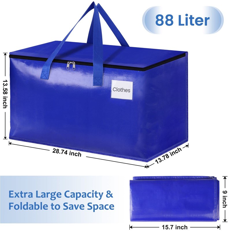 EpicTotes Extra Large Moving Bags, Storage Totes with Study Handles
