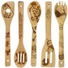 Wooden Spoons for Cooking,5 PCS Premium Cartoon Bear Burned Slotted