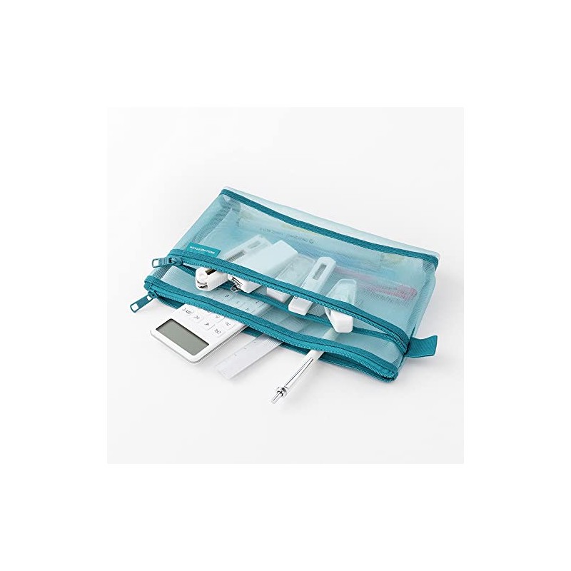 DESIGNPHIL Midori 41835006 Pen Case, Mesh Pen Pouch, Blue A