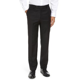 Mens Classic Fit Flat Front Hidden Expandable Waist Dress Pants No Iron Suit Pants(Black,38W30L)