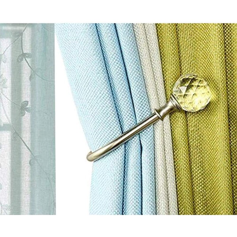 Westspark Crystal Curtain Holdbacks Silver, U Style Metal TieBacks for