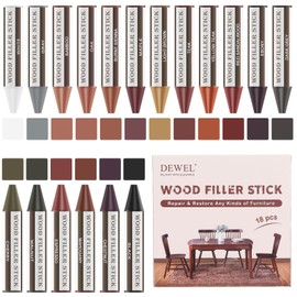 DEWEL Wood Filler Sticks, 18 Colors Wood Crayons for Scratches, Wood Floor Repair Wax Filler Sticks, Furniture Scratch Repair Crayons Kit for Wood Holes, Scratches, Table