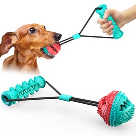 CYBERNOVA Interaktives Hundespielzeug für aggressive Kauer, Hundepuzzle Treat Food Dispensing Ball Spielzeug, Hundespielzeug Schlepper des Krieges gezackte Molar Stick