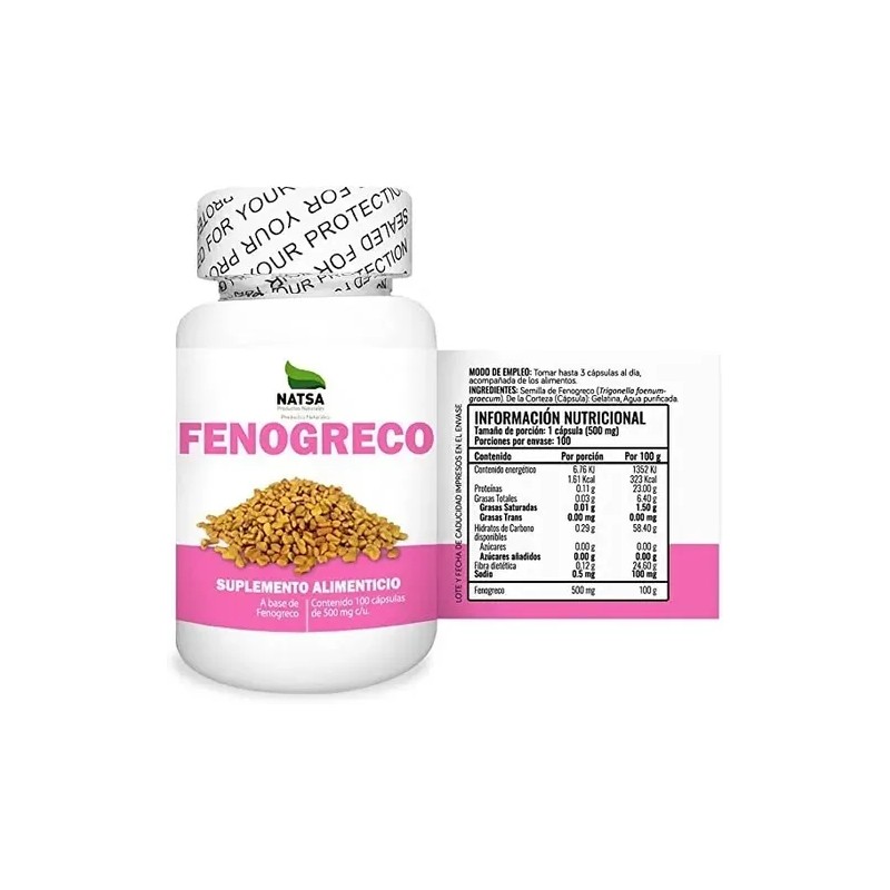 Natsa Fenogreco 500 Mg 100 Capsulas Calidad Premium Sfn