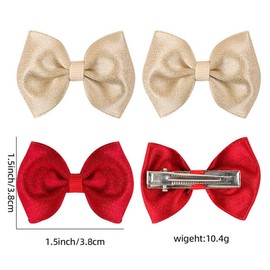 Red Hair Bow for Little Girl Bow Hair Clips Baby Girls Bowknot Hair Clip Barrettes Hair Accessories TSFJ63 (Red Gold Hair Pin)