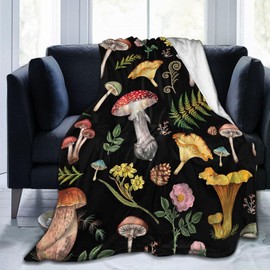 Abaysto Mushroom Flannel Fleece Bed Blanket Throw Blanket for Kids Lightweight Cozy Plush Blanket for Bedroom Living Rooms Sofa Couch 150x200cm(60x80 Inch)