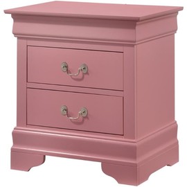 Glory Furniture Louis Phillipe 2 Drawer Nightstand in Pink