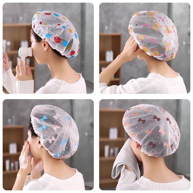 Liroyal Shower Cap Waterproof Hair Cap (Set of 6) Vanity