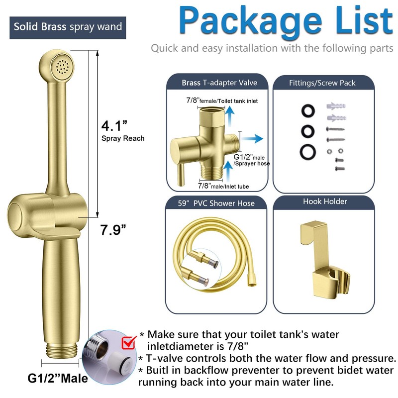 SonTiy Handheld Bidet Toilet Sprayer, Brass Cloth Diaper Sprayer Hand