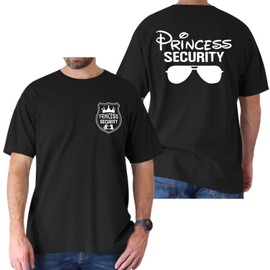 Vieawfi Princess Security Team Shirt Men Magical T-Shirt Magic Kingdom Tees Dad Mom Birthday Party Family Vacation Trip Tops(Black,L)