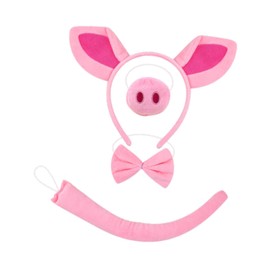 perfeclan 4Pcs Pig Ears Headband Nose Bow Tie Tail Costume Lovely Plush Cloth Accessories