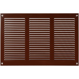Repa Market 12x8 Inch Air Vent Cover/Brown Galvanized Steel Louvered Grill Cover with Mesh Screen/Wall or Ceiling Vent/Durable Flush Mount HVAC Register for Indoor and Outdoor Ventilation