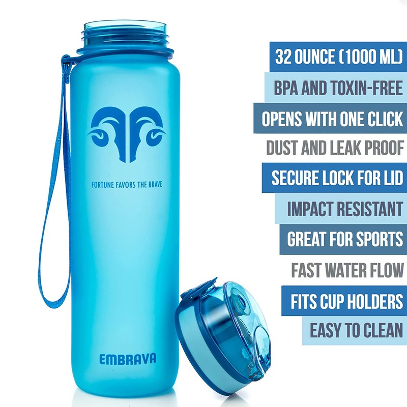 Embrava Best Sports Water Bottle - 32oz - Spill Proof