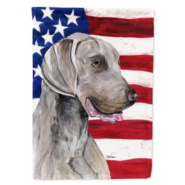 Caroline's Treasures SC9021CHF USA American Flag with Weimaraner House Flag Large Porch Sleeve Pole Decorative Outside Yard Banner Artwork Wall Hanging, Polyester, House Size, Multicolor