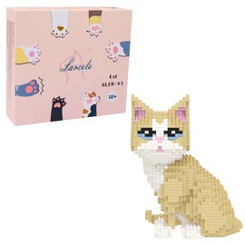 Larcele Cat Micro Building Blocks Animal Set, DIY Mini 3D Building Toy Bricks Kit,924 Pieces KLJM-05 (Golden Shorthair)