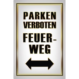 Tin Sign 20 x 30 cm Curved Parking Prohibited Fire Brigade Decorative Gift Sign