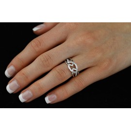 SILVEGO Women's ring made of 925 sterling silver with braided zirconia, Sterling Silver, Cubic Zirconia