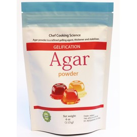 Agar Agar powder 4 oz 113 g | Plant-based source from red algae | Unflavored thickener for cooking and baking | Vegetarian alternative to beef gelatin