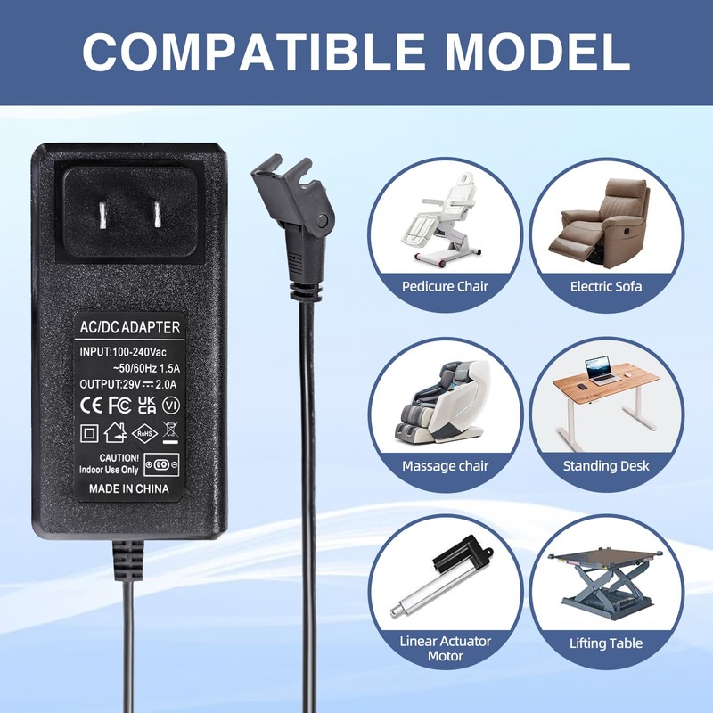 UPMMUD Power Recliner Replacement Parts, 29V 2A AC/DC Power Supply
