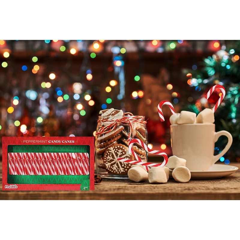 Fruidles Christmas Candy Canes Suckers, Peppermint Flavor, Individually Wrapped (24-Pack)