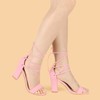 Allegra K Women's Tie Up Strappy Heels Light Pink Chunky