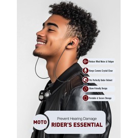 Motorcycle Ear Plugs with Magnetic Cord, Wind Noise Reduction Keep Comms Clear & Comfy Under Helmet, Reusable Earplugs for Motorbike, Touring, Racing, Riding - 2 Sizes Hearing Protection, BKRD