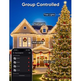 Ollny Smart Christmas Lights, 66FT 200 LEDs APP Control RGB Color Changing Christmas Tree Lights with Remote, Programmable DIY Musical Waterproof Green Wire Decor Light with Timer for Indoor Outdoor