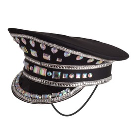 GRACEART Music Festival Burning Man Hats Sequin Military Hat Steampunk Headwear