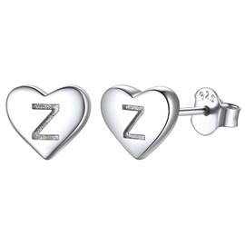 ChicSilver Sterling Silver Heart Earring Studs Initial Jewelry Letter Z Stud for Women Fashion Jewelry